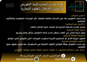 أهم 5 معايير لتحديد قيمة التعويض في قضايا الإخلال بالعقود التجارية